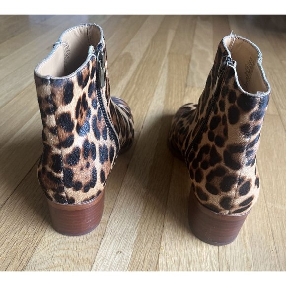 J.CREW Boot Size 7.5 Leopard Print Calf Hair Sawyer Stacked Wooden Heel … - Picture 7 of 16